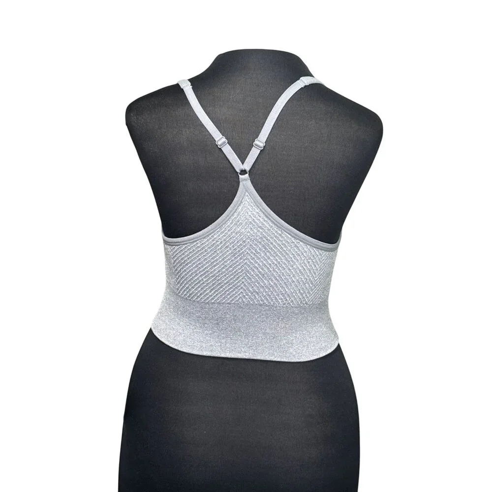 Seamless Gray Racerback Sports Bra Adjustable Straps M  Activewear Or Casual Use